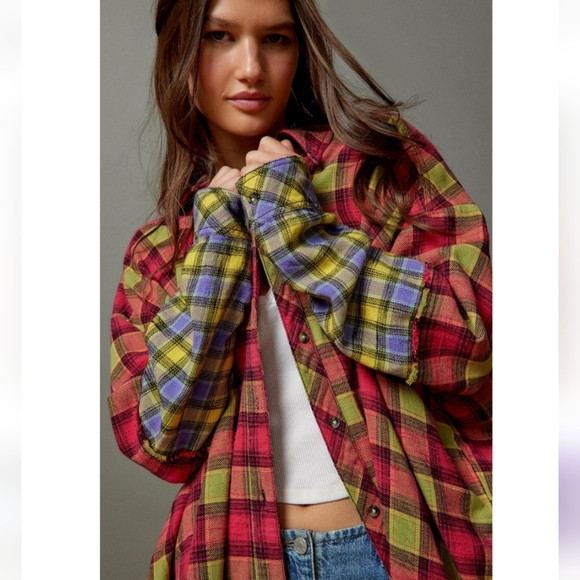 NWOT BDG Urban Outfitters One Way Or Another Plaid Flannel Shirt Size Small - Picture 2 of 15